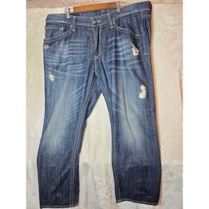 Rivet De Cru MAE Relaxed Straight Leg Distressed Jeans Mens 42x32 Medium Wash